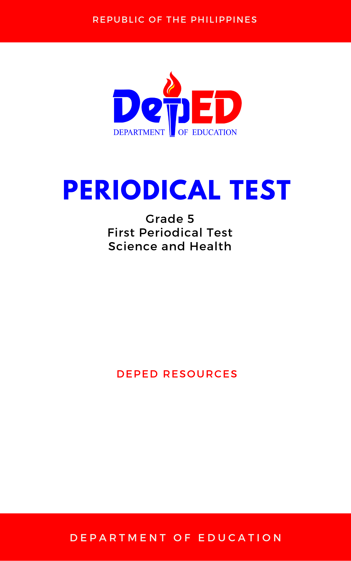 Cover for Grade 5: First Periodical Test for Science and Health