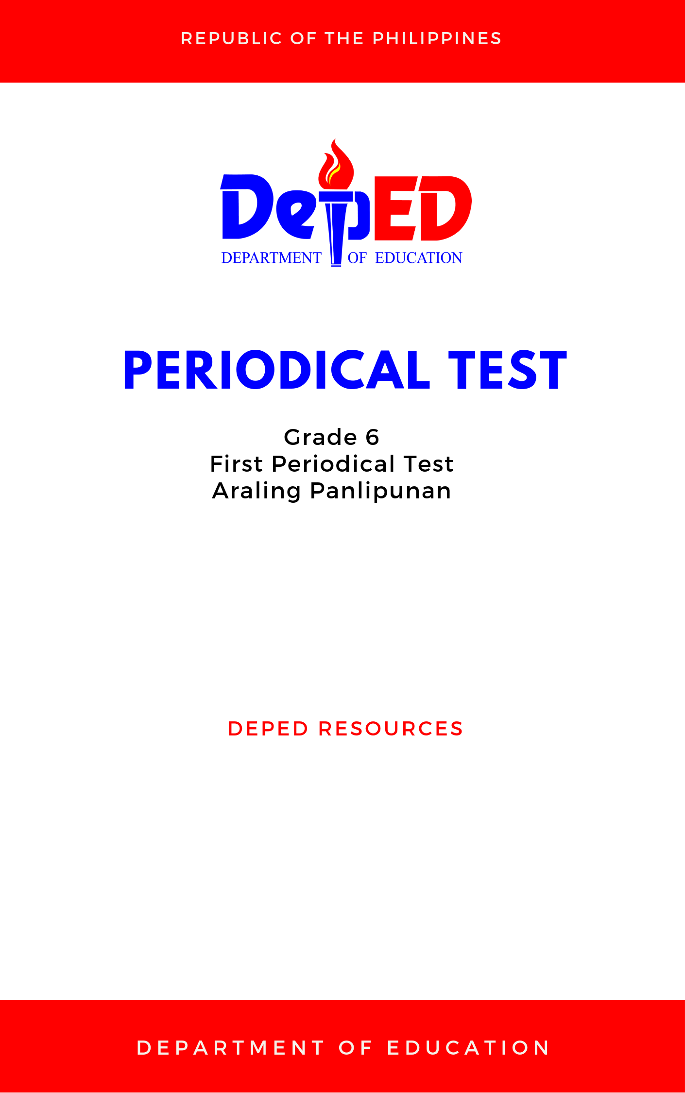 Cover for Grade 6: First Periodical Test for Araling Panlipunan
