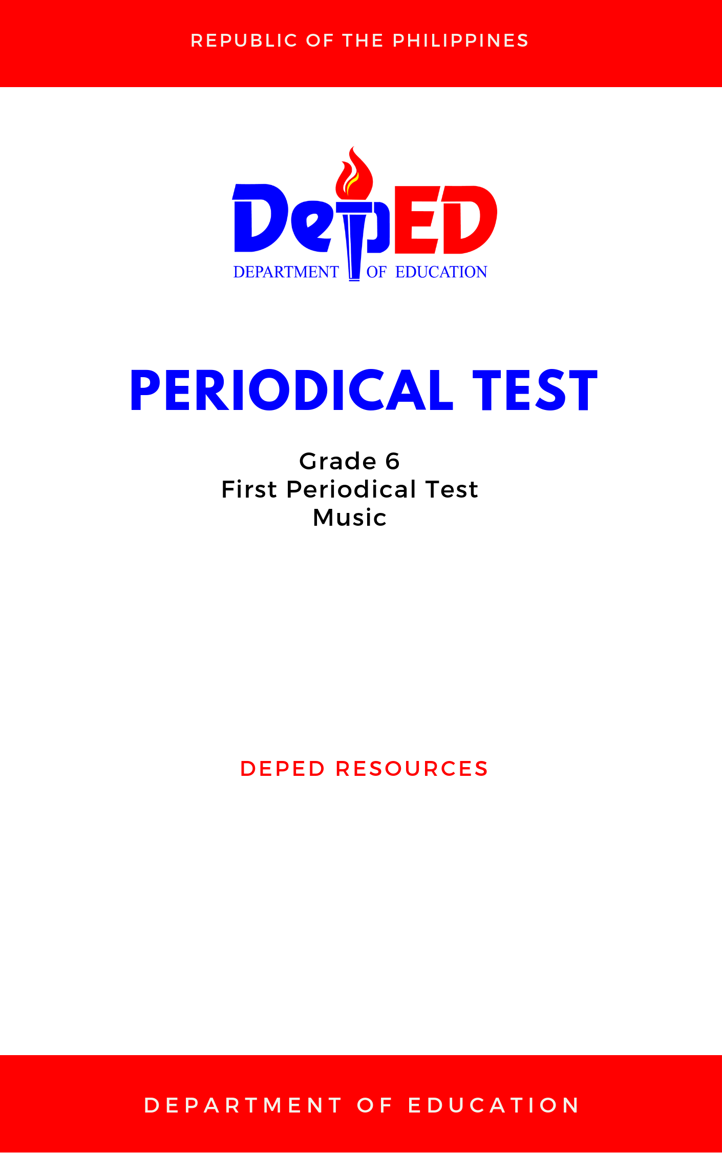 Cover for Grade 6: First Periodical Test for Music