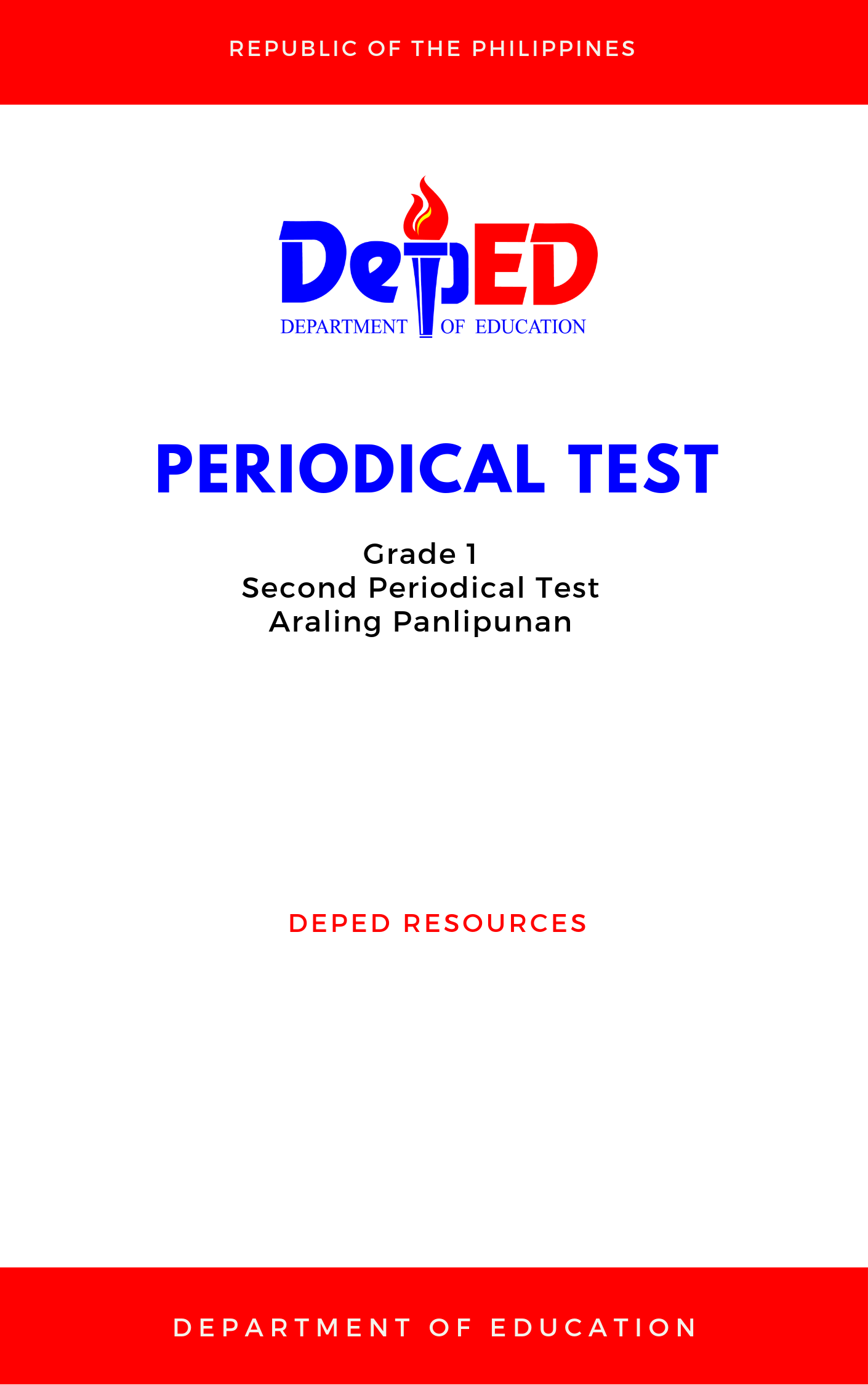 Cover for Grade 1: Second Periodical Test for Araling Panlipunan