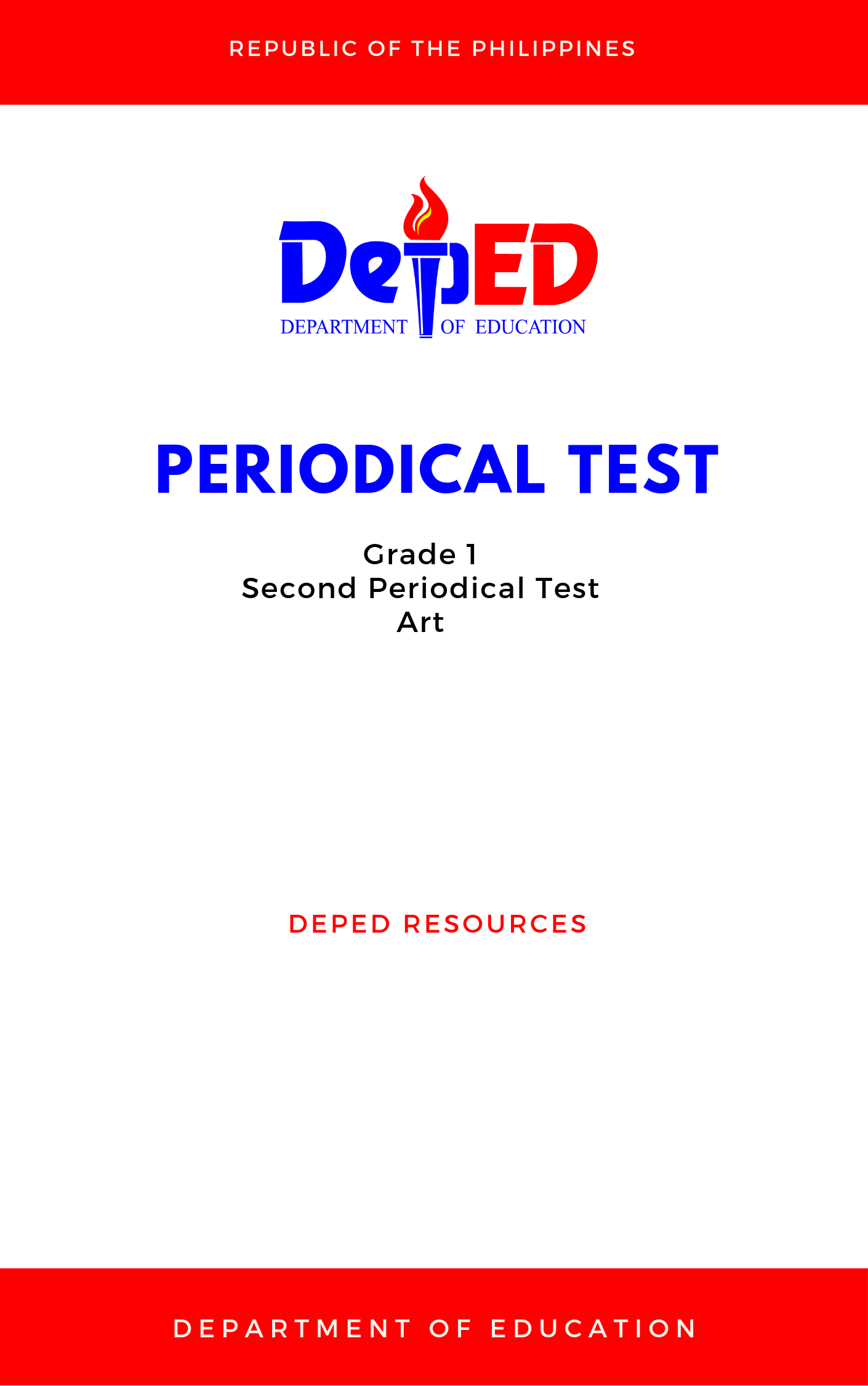 Cover for Grade 1: Second Periodical Test for Art