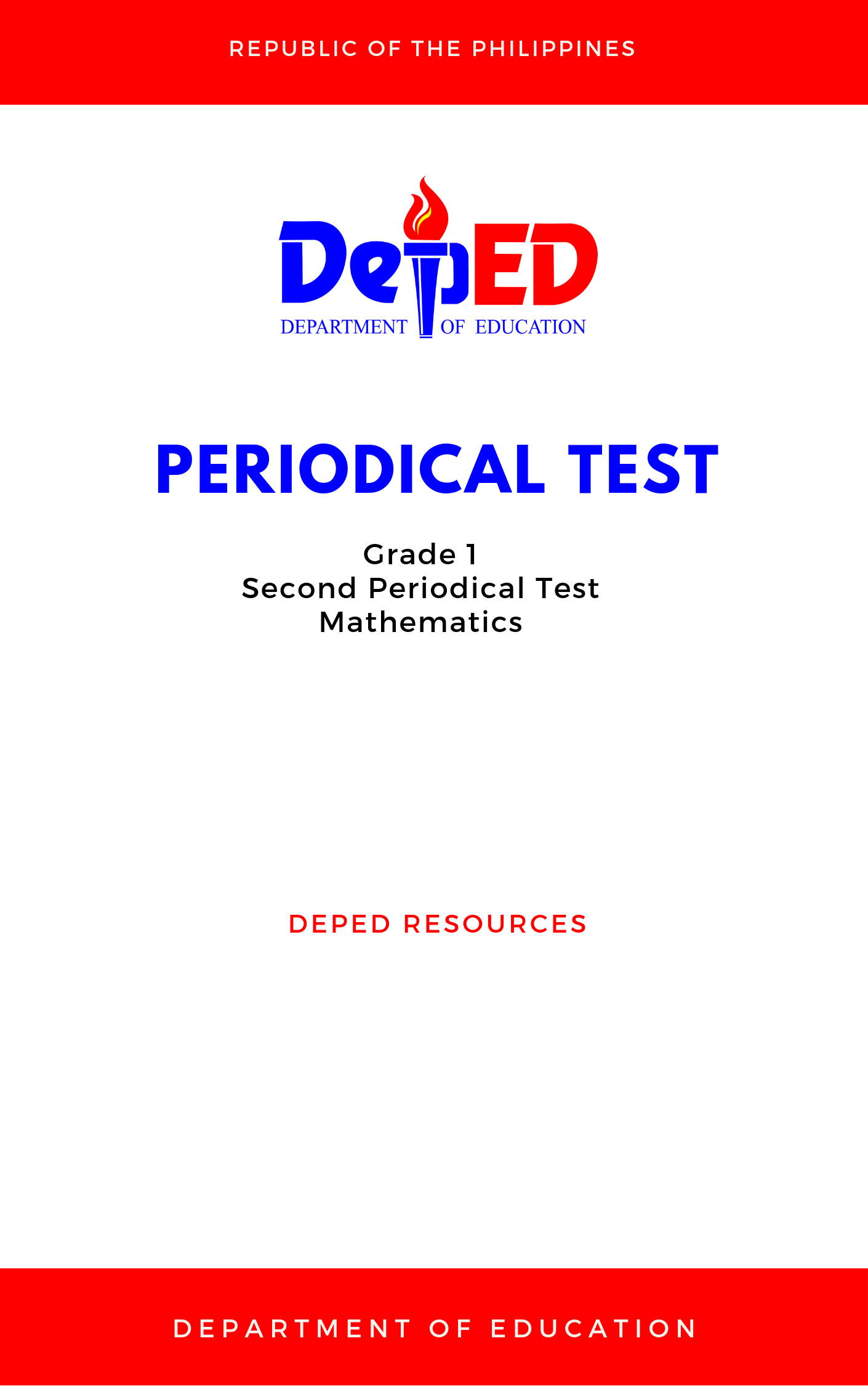 Cover for Grade 1: Second Periodical Test for Mathematics