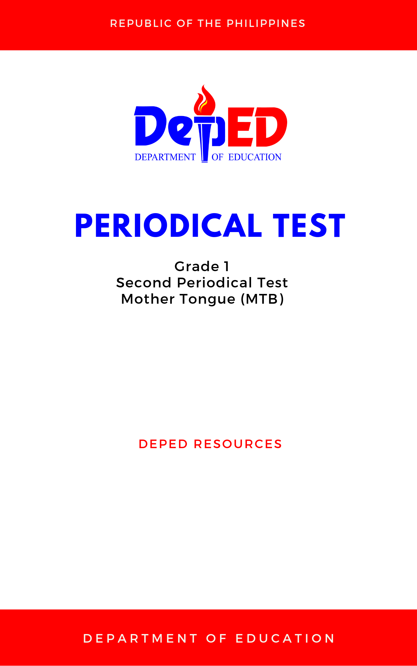 Cover for Grade 1: Second Periodical Test for Mother Tongue (MTB)