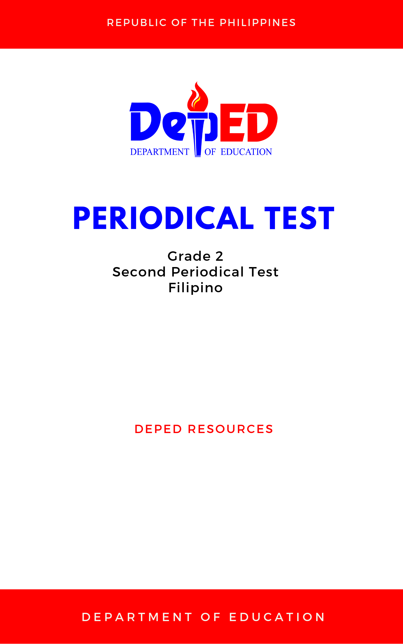 Cover for Grade 2: Second Periodical Test for Filipino