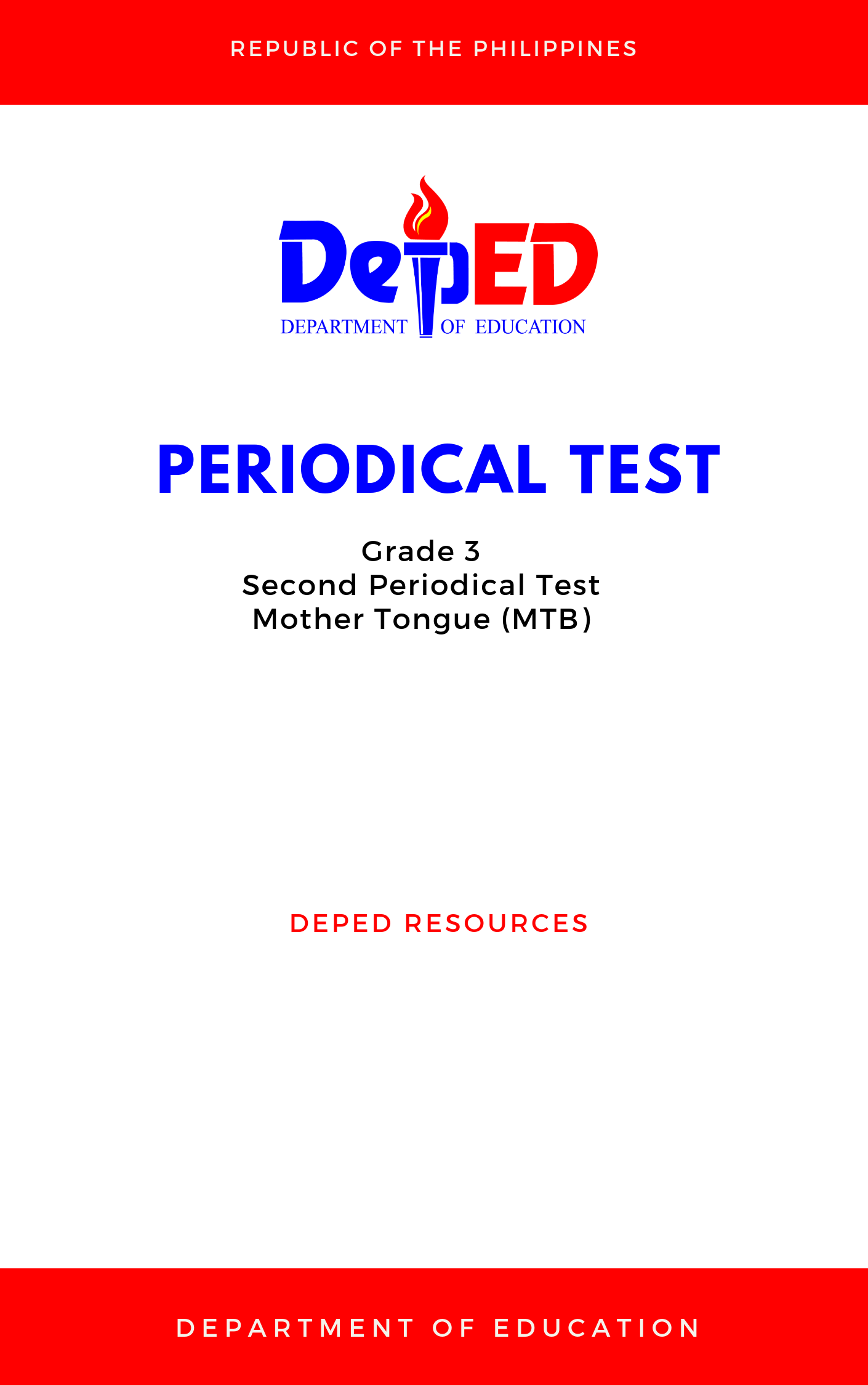 Cover for Grade 3: Second Periodical Test for Mother Tongue (MTB)