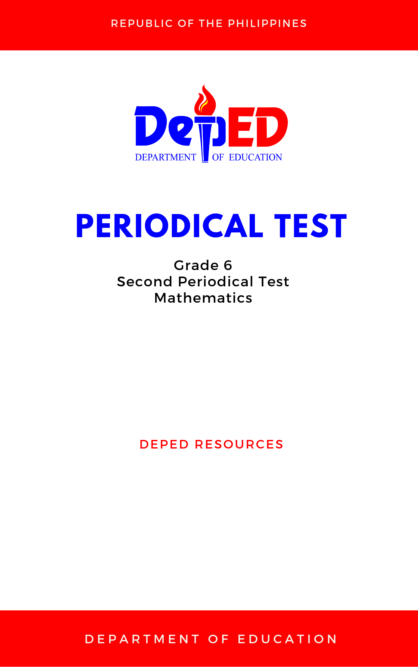Cover for Grade 6: Second Periodical Test for Mathematics