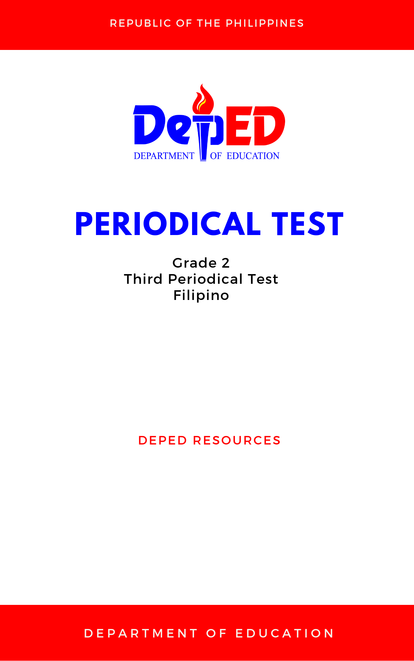 Cover for Grade 2: Third Periodical Test for Filipino