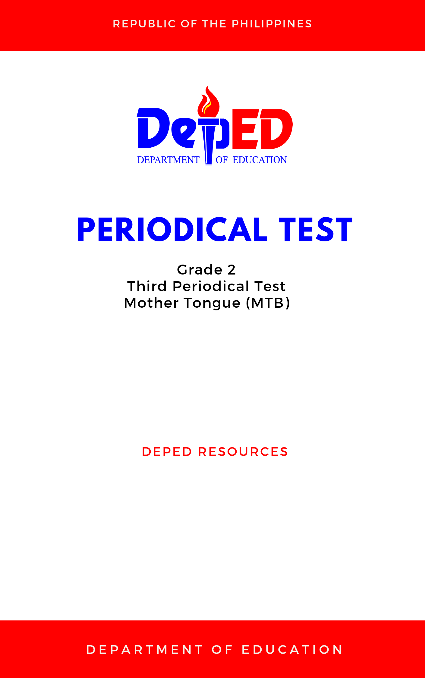 Cover for Grade 2: Third Periodical Test for Mother Tongue (MTB)
