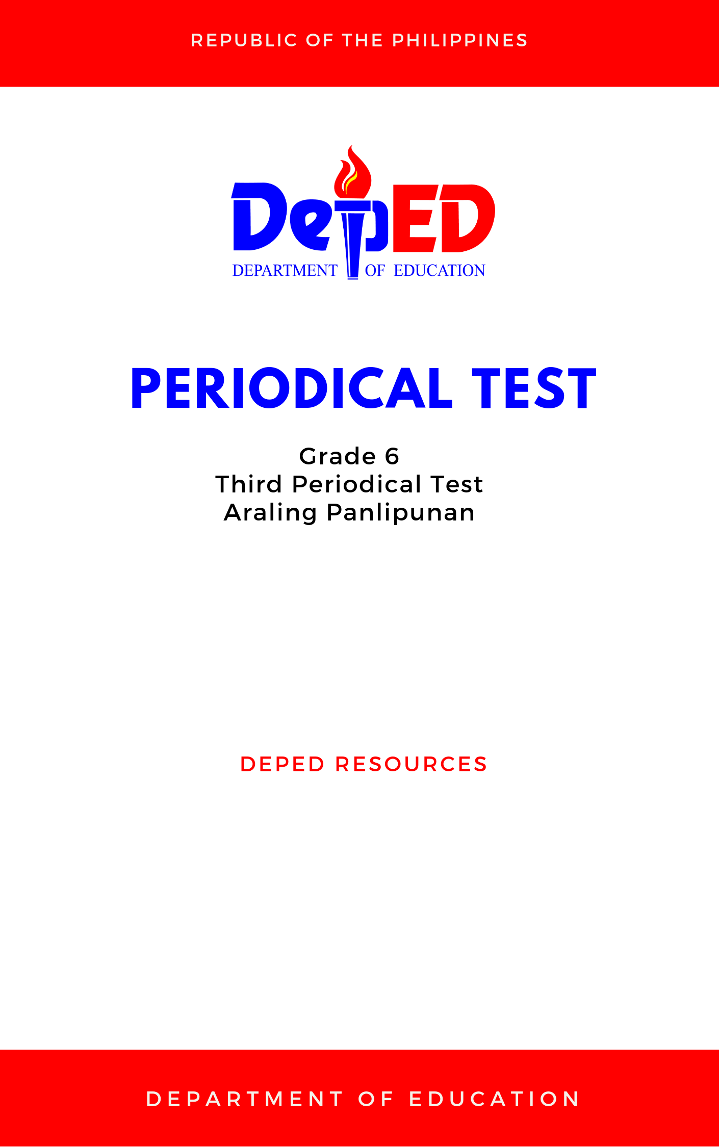 Cover for Grade 6: Third Periodical Test for Araling Panlipunan