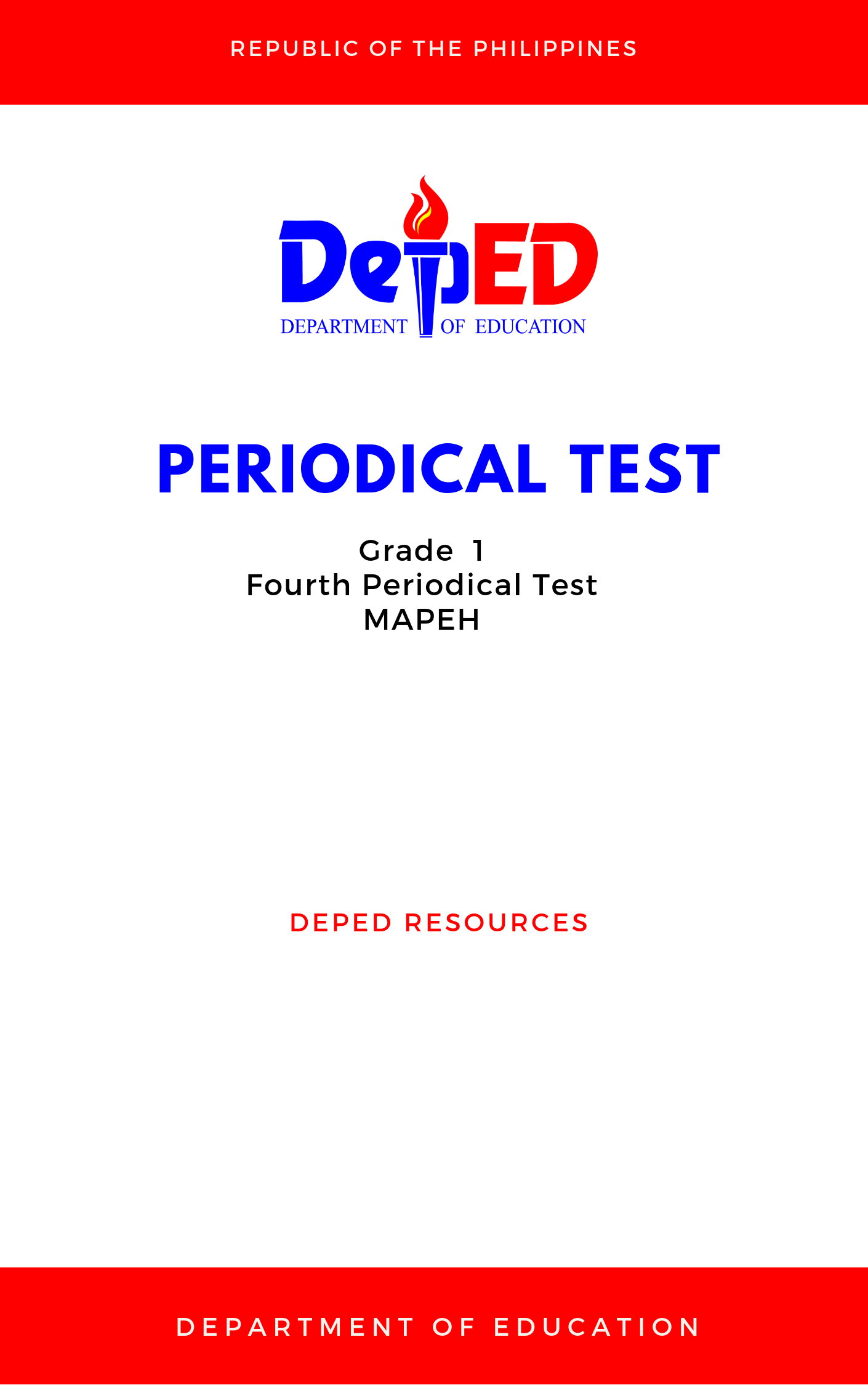 Cover for Grade 1: Fourth Periodical Test for MAPEH