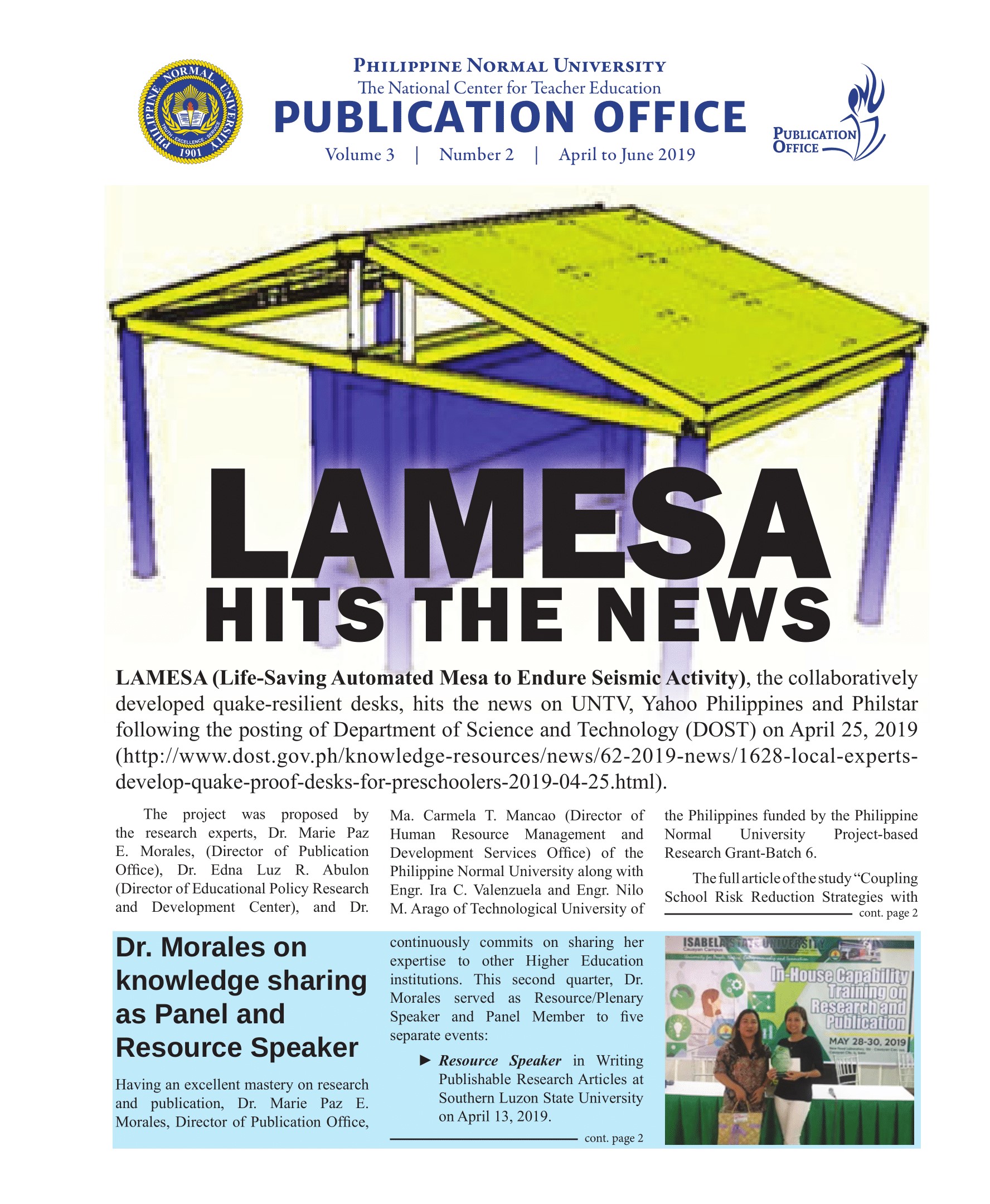 Cover for Publication Office Newsletter (April to June 2019)