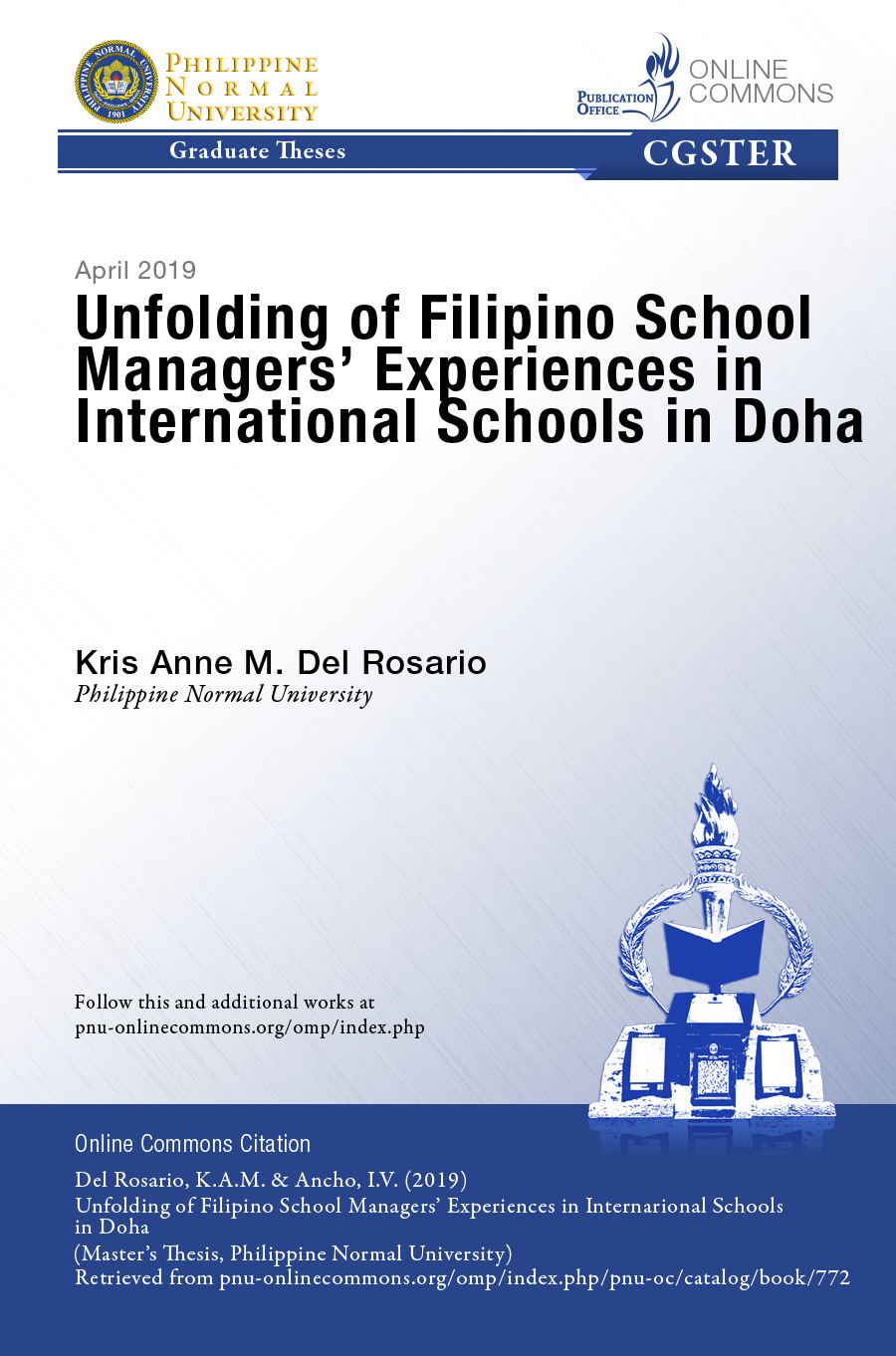 Cover for Unfolding of Filipino School Managers' Experiences in International School in Doha
