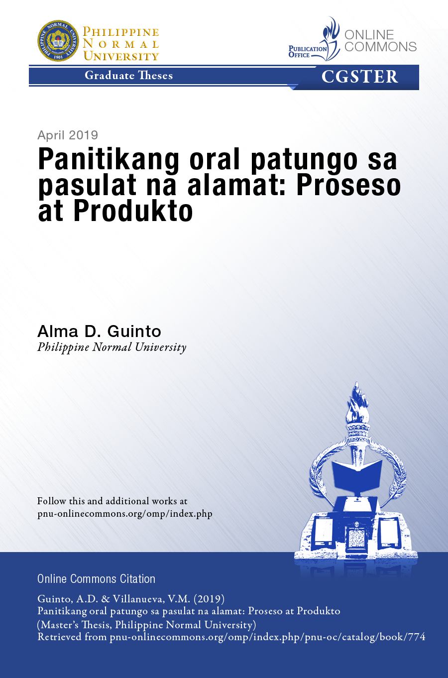 Cover for Panitikang oral patungo sa pasulat na alamat: Proseso at Produkto