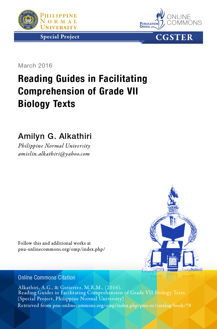 Cover for Reading Guides in Facilitating Comprehension of Grade VII Biology Texts