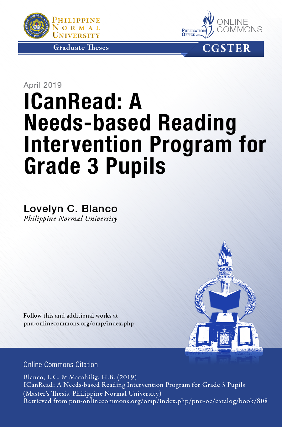 Cover for ICanRead: A Needs-based Reading Intervention Program for Grade 3 Pupils