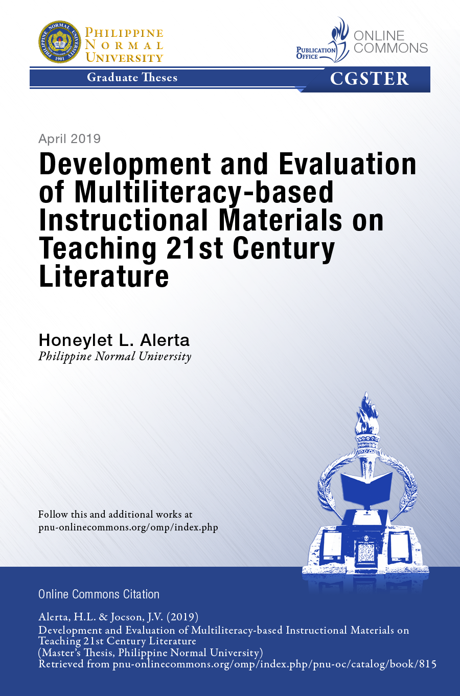 Cover for Development and Evaluation of Multiliteracy-based Instructional Materials on Teaching 21st Century Literature