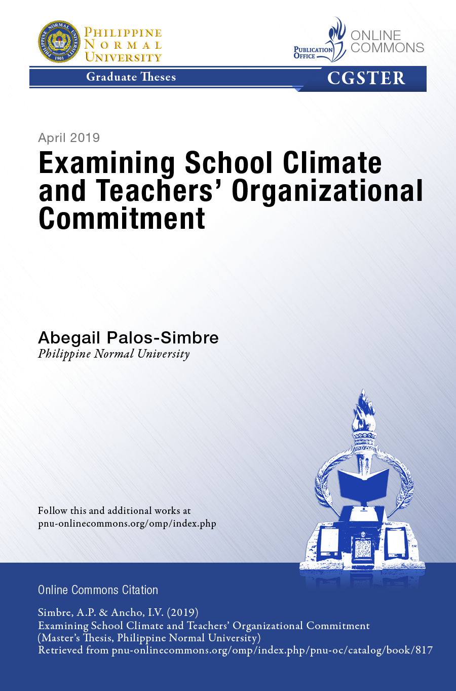 Cover for Examining School Climate and  Teachers’ Organizational Commitment