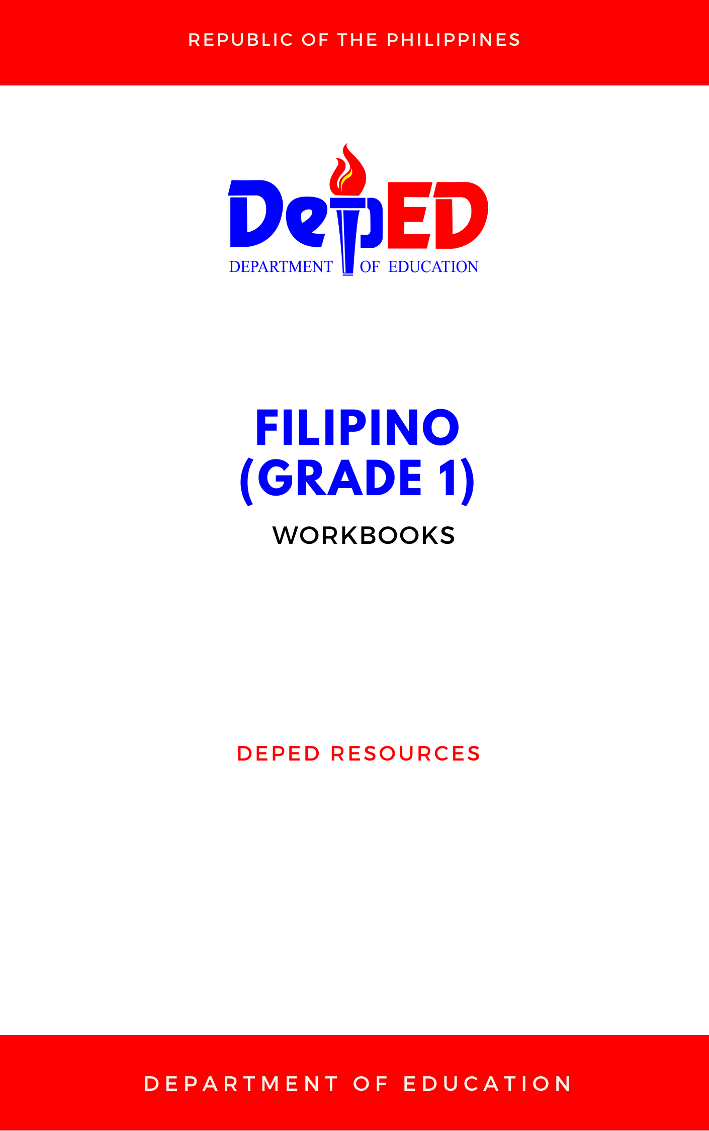 Cover for Workbook on Filipino (Grade 1)
